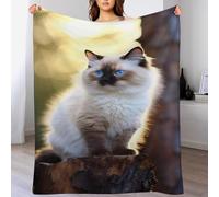 Pet cat Throw Blanket Cat Microfiber Fleece Blanket Warm Soft Double Plush Throw Blankets for Sofa Couch Bed Sofa Chair, Flannel Blankets 180 x 200 cm for Teens Adults L653