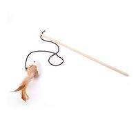 Pet Cat Toy Interactive Catcher Wand Toy for Engaging Playtime Made of Wood Linen and Feather 40cm Long (mouse)