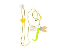 Pet Cat Toys Funny Stick Kitten Self -hi Elastic Rope Dragonfly Shape Feather Bell Teasing Stick Hanging Swing Thousands(Green Dragonfly)