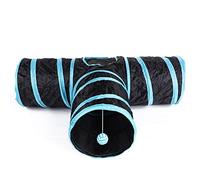 Pet Cat Toys Rattle Paper Three Channel Tunnel Toys Drill Bucket Collapsible Cat Tunnel Indoor Outdoor Use