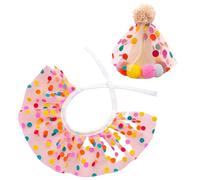 Pet Cats Birthday Set With Lovely Bib And Cone Hat Adjustable And Easy Wear For Various Occasion Festival Celebration Pet Party Supply