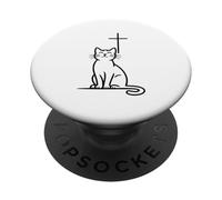 Pet Cats Love Jesus Be Happy Cross PopSockets Adhesive PopGrip
