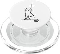 Pet Cats Love Jesus Be Happy Cross PopSockets PopGrip for MagSafe