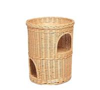 Pet Cave Indoor Cat House Indoor Igloo Cat Bed Elevated Pet Bed Basket Cozy Cave with Bed on Top with Washable Soft Cushion Brown (42x42x32cm)
