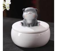 Pet Ceramic Urn, Small Ceramic Pet Ashes Funeral Burial Box, Cremation Keepsake for Animals, Cats, Dogs, Rabbits, Hamsters, Bird(Cat C)