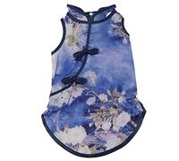 Pet Cheongsam Dress | Chinese Style Cotton Skirt for Small Pets | Soft & Comfortable Rabbit/Chinchilla/Dog Clothes | Easy Button Design for Parties & Daily Use (L)
