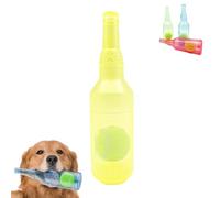 Pet Chew Beer Bottle with Tennis Ball, Crunch and Play Bottle Dog Toy,Crunchnplay Toy, for Play and Training, Teeth Grinding (Yellow,Large)
