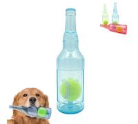Pet Chew Beer Bottle with Tennis Ball, Crunch and Play Bottle Dog Toy,Crunchnplay Toy, for Play and Training, Teeth Grinding (Blue,Small)