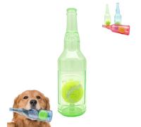 Pet Chew Beer Bottle with Tennis Ball, Crunch and Play Bottle Dog Toy,Crunchnplay Toy, for Play and Training, Teeth Grinding (Green,Small)
