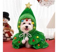 Pet Christmas Cape, Dog Cat Christmas Tree Transform Costume with Star. Holiday Party Cloak, Autumn Winter Warm Pet Festival Outfit (Christmas Tree Cape (Green), S (Suitable for 3-5 lbs pets))
