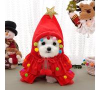 Pet Christmas Cape, Dog Cat Christmas Tree Transform Costume with Star. Holiday Party Cloak, Autumn Winter Warm Pet Festival Outfit (Christmas Tree Cape (Red), L (Suitable for 10-15 lbs pets))