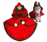 Pet Christmas Cloak - Dog Soft Thick Christmas Cloak - Pets Hooded Cloak Winter Outwear With Stars Bow Hat For Small Dogs Cats Pet