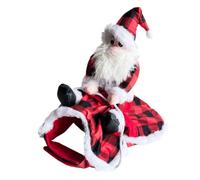 Pet Christmas Costume for Dogs Cats, Santa Character Outfit, Checked Holiday Wear with Adjustable Belly Strap Set Dog Santa Costume Christmas Outfit Holiday Pet Photo Clothes Festive Apparel Belly