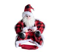 Pet Christmas Costume for Dogs Cats, Santa Character Outfit, Checked Holiday Wear with Adjustable Belly Strap Set Dog Santa Costume Christmas Outfit Holiday Pet Photo Clothes Festive Apparel Belly