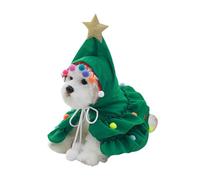 Pet Christmas Costume Green And Red Xmas Tree Cape with Hat Cat And Puppy Cosplay Clothes for Christmas New Year Party Small Medium And Large Sized