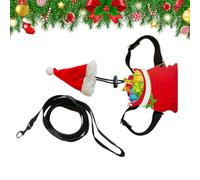 Pet Christmas Costume Long Lasting Soft Fabric Christmas Bearded Dragon Santa Hat and Backpack Strap for Chameleon Lizards Leopard Gecko Photography
