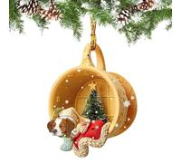 Pet Christmas Ornaments - Christmas Ornaments Dachshund,dachshund Christmâs Tree Decoration | 2d Cute Acrylic Dog Ornament, Crafts Tea Cup Christmâs Tree Decoration for Family Gathering