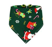 Pet Christmas Scarf for Dogs Cats, Old man1 with green L | Lightweight Triangle Bandana with Stitched Trim, Seasonal Party Photo Dressing Piece