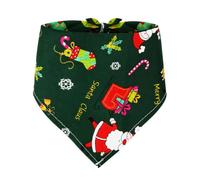 Pet Christmas Scarf for Dogs Cats, Old man1 with green S | Lightweight Triangle Bandana with Stitched Trim, Seasonal Party Photo Dressing Piece