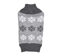 Pet Christmas Sweater Knitted Turn-down Collar Grey Brown Three Rows Snowflake Pattern Autumn/Winter Two-legged Clothes Urd709 (Grey, XL)