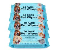 Pet Cleaning Wipes for Dogs and Cats, Alcohol Free Deodorizing Multi-Purpose Cleaning Pet Wipes Pack of 60 (240 WIPES)