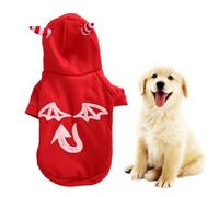 Pet Cloth Costume Luminous Evil Person Pattern Hallowmas Clothing Dog Cat Red With Hat Devil's Ear Sweat Lovely for Role Play Halloween (XL)