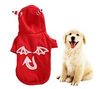 Pet Cloth Costume Luminous Evil Person Pattern Hallowmas Clothing Dog Cat Red With Hat Devil's Ear Sweat Lovely for Role Play Halloween (M)
