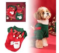 Pet Clothes Christmas Clothing for Dogs and Cats Warm Thick Plus Velvet Sweater Dress for Festive Holiday Outfits for Christmas Celebration (A, 法斗款 中号)