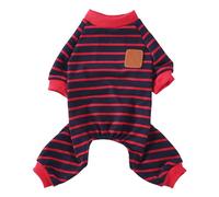 Pet Clothes Cozy Pajamas for Soft Striped Design Comfortable Wear for Cats and Dogs Fabric Stylish Warmth for Cold Days (Red, S)