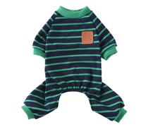 Pet Clothes Cozy Pajamas for Soft Striped Design Comfortable Wear for Cats and Dogs Fabric Stylish Warmth for Cold Days (Green, S)