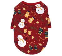 Pet Clothes, Dog Christmas Clothing Xmas Warm T-Shirt Costumes for Cats Puppy Small Dogs Medium Dogs (M, Red)