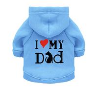 Pet Clothes, Dog Hoodies Shirt I Love My Dad Puppy Sweatshirt for Small Dog Cat (M, Blue)