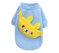 Pet Clothes Dogs And Cats Crossbody Zipper Cute Clothes Autumn Winter Yellow Bear Frog Warm Outfit for (Blue, XS)
