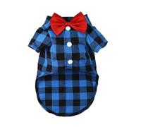 Pet Clothes Dogs Plaid Striped Shirt Suit Wedding Dress Puppy Coat Teddy Bear Pomeranian Vest Small-Medium Dog Cat Pet Costume(Blue,XXL)