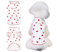 Pet Clothes for Small Dogs Cat Summer Pullover T-Shirt with Heart Printed Elastic Sleeveless Shirts Cute Puppy Tank Top Chihuahua Shih Tzu Yorkie Vest Cat Apparel Outfit (White, S（1.25-2KG）)