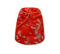 Pet Clothes Shirt Tang Suit Dragon Phoenix Tradition Vest Snap Closure Small Doggie Cat Cool Cute For Bichon Summer(Dragon and phoenix,XS)