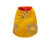 Pet Clothes Shirt Tang Suit Dragon Phoenix Tradition Vest Snap Closure Small Doggie Cat Cool Cute For Bichon Summer(Yellow,XL)