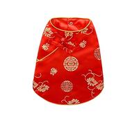 Pet Clothes Shirt Tang Suit Dragon Phoenix Tradition Vest Snap Closure Small Doggie Cat Cool Cute For Bichon Summer(Riches,XS)