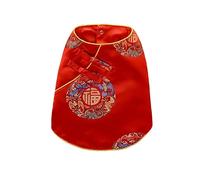 Pet Clothes Shirt Tang Suit Dragon Phoenix Tradition Vest Snap Closure Small Doggie Cat Cool Cute For Bichon Summer(Red,2XL)