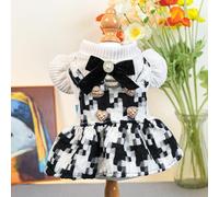 Pet clothing autumn and winter thick black and white bow princess skirt for small and medium-sized dogs