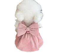 Pet Clothing Autumn/Winter New Corduroy Pumpkin Skirt Pulling Buckle Teddy Bear Dog Cat Warm Lace Skirt (XS)