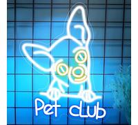 Pet Club Neon Signs, Blue White Neon Lights for Dog Lover Wall Decoration, LED Sign Light USB Powered for Pet Club Store Party Bedroom Living Room Home Decor