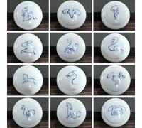 Pet Coffin， Mini Ceramic Urn With Chinese Zodiac Design For Human Ashes Keepsake(Set Of 12)