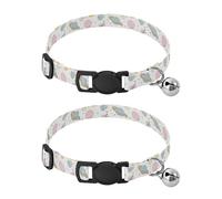 Pet Collar 2 Pcs Adorable Cartoon Pattern Planet Puppy Neckband Cat Collars Quick Release with Anti-Lost Bell Round Dog Collar