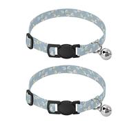 Pet Collar 2 Pcs Adorable Dragonflies Pattern Puppy Neckband Cat Collars Quick Release with Anti-Lost Bell Round Dog Collar