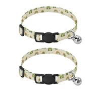 Pet Collar 2 Pcs Adorable Frogs Holding Umbrella Puppy Neckband Cat Collars Quick Release with Anti-Lost Bell Round Dog Collar
