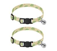 Pet Collar 2 Pcs Adorable Pattern Cute Crocodiles Print Puppy Neckband Cat Collars Quick Release with Anti-Lost Bell Round Dog Collar