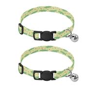 Pet Collar 2 Pcs Adorable Pattern Cute Crocodiles Puppy Neckband Cat Collars Quick Release with Anti-Lost Bell Round Dog Collar