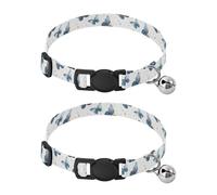 Pet Collar 2 Pcs Beautiful Pattern Blue Butterflies Puppy Neckband Cat Collars Quick Release with Anti-Lost Bell Round Dog Collar