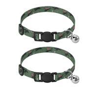 Pet Collar 2 Pcs Black Dogs Playing Puppy Neckband Cat Collars Quick Release with Anti-Lost Bell Round Dog Collar